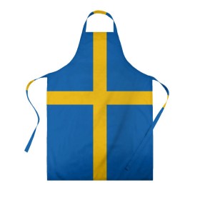 Фартук 3D с принтом Флаг Швеции в Кировске, 100% полиэстер | общий размер — 65 х 85 см, ширина нагрудника — 26 см, горловина — 53 см, длина завязок — 54 см, общий обхват в поясе — 173 см. Принт на завязках и на горловине наносится с двух сторон, на основной части фартука — только с внешней стороны | Тематика изображения на принте: flag | sverige | sweden | флаг | швеция