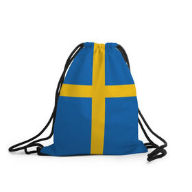 Рюкзак-мешок 3D с принтом Флаг Швеции в Кировске, 100% полиэстер | плотность ткани — 200 г/м2, размер — 35 х 45 см; лямки — толстые шнурки, застежка на шнуровке, без карманов и подкладки | Тематика изображения на принте: flag | sverige | sweden | флаг | швеция