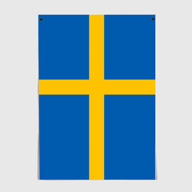 Постер с принтом Флаг Швеции в Кировске, 100% бумага
 | бумага, плотность 150 мг. Матовая, но за счет высокого коэффициента гладкости имеет небольшой блеск и дает на свету блики, но в отличии от глянцевой бумаги не покрыта лаком | Тематика изображения на принте: flag | sverige | sweden | флаг | швеция