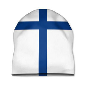 Шапка 3D с принтом Флаг Финляндии в Кировске, 100% полиэстер | универсальный размер, печать по всей поверхности изделия | finland | flag | suomi | финляндия | флаг