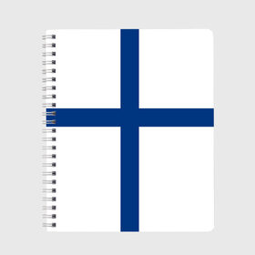 Тетрадь с принтом Флаг Финляндии в Кировске, 100% бумага | 48 листов, плотность листов — 60 г/м2, плотность картонной обложки — 250 г/м2. Листы скреплены сбоку удобной пружинной спиралью. Уголки страниц и обложки скругленные. Цвет линий — светло-серый
 | finland | flag | suomi | финляндия | флаг