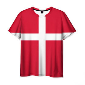 Мужская футболка 3D с принтом Флаг Дании в Кировске, 100% полиэфир | прямой крой, круглый вырез горловины, длина до линии бедер | danmark | denmark | flag | дания | флаг