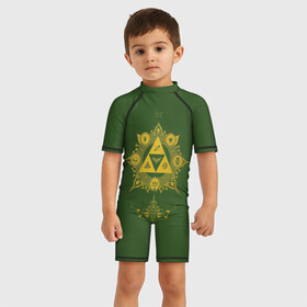 Детский купальный костюм 3D с принтом The Legend of Zelda в Кировске, Полиэстер 85%, Спандекс 15% | застежка на молнии на спине | breath of the wild | зельда | земля хайрул | линк