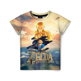 Детская футболка 3D с принтом The Legend of Zelda в Кировске, 100% гипоаллергенный полиэфир | прямой крой, круглый вырез горловины, длина до линии бедер, чуть спущенное плечо, ткань немного тянется | breath of the wild | the legend of zelda