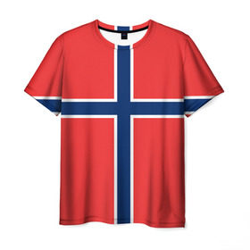 Мужская футболка 3D с принтом Флаг Норвегии в Кировске, 100% полиэфир | прямой крой, круглый вырез горловины, длина до линии бедер | Тематика изображения на принте: flag | norge | norway | норвегия | флаг