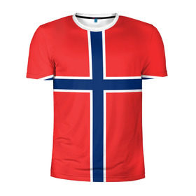 Мужская футболка 3D спортивная с принтом Флаг Норвегии в Кировске, 100% полиэстер с улучшенными характеристиками | приталенный силуэт, круглая горловина, широкие плечи, сужается к линии бедра | flag | norge | norway | норвегия | флаг
