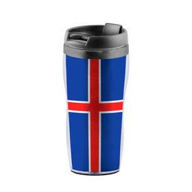 Термокружка-непроливайка с принтом Флаг Исландии в Кировске, внутренняя часть — пищевой пластик, наружная часть — прозрачный пластик, между ними — полиграфическая вставка с рисунком | объем — 350 мл, герметичная крышка | flag | iceland | island | исландия | флаг