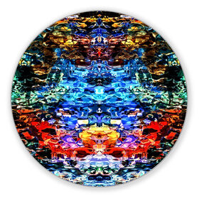 Коврик круглый с принтом Психоделика в Кировске, резина и полиэстер | круглая форма, изображение наносится на всю лицевую часть | Тематика изображения на принте: глитч | глич | линии | полосы | разноцветный