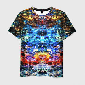 Мужская футболка 3D с принтом Психоделика в Кировске, 100% полиэфир | прямой крой, круглый вырез горловины, длина до линии бедер | глитч | глич | линии | полосы | разноцветный