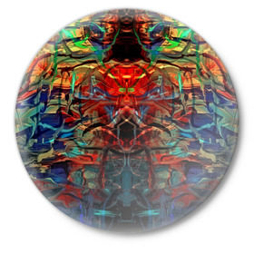 Значок с принтом psychedelic в Кировске,  металл | круглая форма, металлическая застежка в виде булавки | abstraction | color | spray | абстракция | волны | краска | краски | линии | оптические | полосы | разводы | узоры | фрактал | цветные