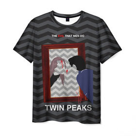 Мужская футболка 3D с принтом TWIN PEAKS в Кировске, 100% полиэфир | прямой крой, круглый вырез горловины, длина до линии бедер | Тематика изображения на принте: twin peaks | агент купер | арт | сериал | твин пикс | фильмы