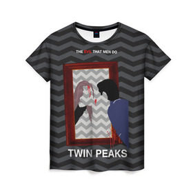 Женская футболка 3D с принтом TWIN PEAKS в Кировске, 100% полиэфир ( синтетическое хлопкоподобное полотно) | прямой крой, круглый вырез горловины, длина до линии бедер | twin peaks | агент купер | арт | сериал | твин пикс | фильмы