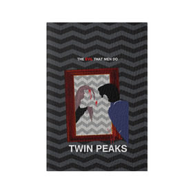 Обложка для паспорта матовая кожа с принтом TWIN PEAKS в Кировске, натуральная матовая кожа | размер 19,3 х 13,7 см; прозрачные пластиковые крепления | Тематика изображения на принте: twin peaks | агент купер | арт | сериал | твин пикс | фильмы