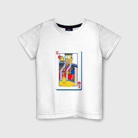 Детская футболка хлопок с принтом Гомер Король в Кировске, 100% хлопок | круглый вырез горловины, полуприлегающий силуэт, длина до линии бедер | homer | king | poker | simpsons | барт | гомер | карты | король | мульт | мультфильм | покер | симпсоны