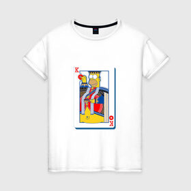 Женская футболка хлопок с принтом Гомер Король в Кировске, 100% хлопок | прямой крой, круглый вырез горловины, длина до линии бедер, слегка спущенное плечо | homer | king | poker | simpsons | барт | гомер | карты | король | мульт | мультфильм | покер | симпсоны