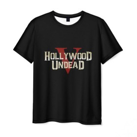 Мужская футболка 3D с принтом Hollywood Undead в Кировске, 100% полиэфир | прямой крой, круглый вырез горловины, длина до линии бедер | five | hollywood undead | v