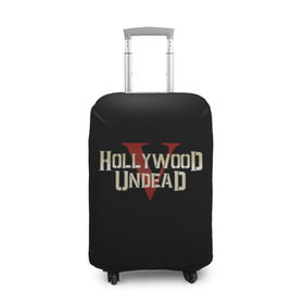 Чехол для чемодана 3D с принтом Hollywood Undead в Кировске, 86% полиэфир, 14% спандекс | двустороннее нанесение принта, прорези для ручек и колес | five | hollywood undead | v