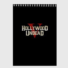 Скетчбук с принтом Hollywood Undead в Кировске, 100% бумага
 | 48 листов, плотность листов — 100 г/м2, плотность картонной обложки — 250 г/м2. Листы скреплены сверху удобной пружинной спиралью | Тематика изображения на принте: five | hollywood undead | v