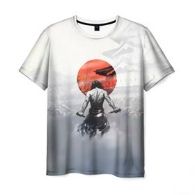 Мужская футболка 3D с принтом Японский самурай в Кировске, 100% полиэфир | прямой крой, круглый вырез горловины, длина до линии бедер | ниндзя | самурай | япония