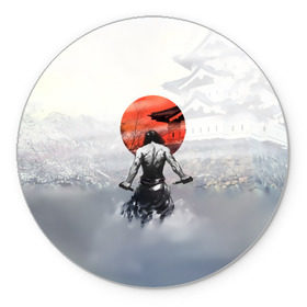 Коврик круглый с принтом Японский самурай в Кировске, резина и полиэстер | круглая форма, изображение наносится на всю лицевую часть | ниндзя | самурай | япония