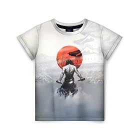 Детская футболка 3D с принтом Японский самурай в Кировске, 100% гипоаллергенный полиэфир | прямой крой, круглый вырез горловины, длина до линии бедер, чуть спущенное плечо, ткань немного тянется | ниндзя | самурай | япония