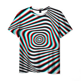 Мужская футболка 3D с принтом RGB optical в Кировске, 100% полиэфир | прямой крой, круглый вырез горловины, длина до линии бедер | абстракция | волны | краска | линии | оптические | полосы | разводы | узоры | фрактал | цветные