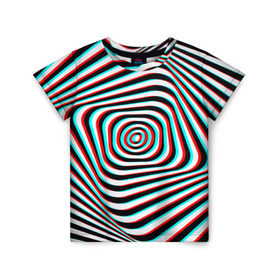 Детская футболка 3D с принтом RGB optical в Кировске, 100% гипоаллергенный полиэфир | прямой крой, круглый вырез горловины, длина до линии бедер, чуть спущенное плечо, ткань немного тянется | абстракция | волны | краска | линии | оптические | полосы | разводы | узоры | фрактал | цветные
