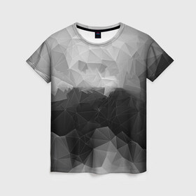 Женская футболка 3D с принтом Polygon gray в Кировске, 100% полиэфир ( синтетическое хлопкоподобное полотно) | прямой крой, круглый вырез горловины, длина до линии бедер | abstraction | polygon | абстракция | грань | краски | кубик | кубики | линии | мозаика | ребро | текстура | узор