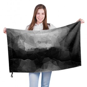 Флаг 3D с принтом Polygon gray в Кировске, 100% полиэстер | плотность ткани — 95 г/м2, размер — 67 х 109 см. Принт наносится с одной стороны | abstraction | polygon | абстракция | грань | краски | кубик | кубики | линии | мозаика | ребро | текстура | узор
