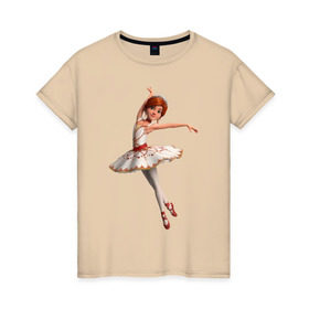 Женская футболка хлопок с принтом Балерина в Кировске, 100% хлопок | прямой крой, круглый вырез горловины, длина до линии бедер, слегка спущенное плечо | балерина | виктор | камилла | одетта | опера | фелис