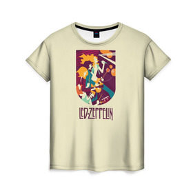 Женская футболка 3D с принтом Led Zeppelin Art в Кировске, 100% полиэфир ( синтетическое хлопкоподобное полотно) | прямой крой, круглый вырез горловины, длина до линии бедер | poster