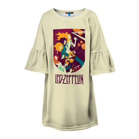 Детское платье 3D с принтом Led Zeppelin Art в Кировске, 100% полиэстер | прямой силуэт, чуть расширенный к низу. Круглая горловина, на рукавах — воланы | poster