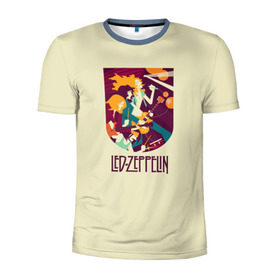 Мужская футболка 3D спортивная с принтом Led Zeppelin Art в Кировске, 100% полиэстер с улучшенными характеристиками | приталенный силуэт, круглая горловина, широкие плечи, сужается к линии бедра | poster