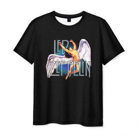 Мужская футболка 3D с принтом Led Zeppelin Angel в Кировске, 100% полиэфир | прямой крой, круглый вырез горловины, длина до линии бедер | рок