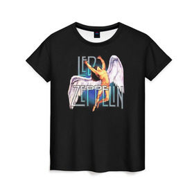 Женская футболка 3D с принтом Led Zeppelin Angel в Кировске, 100% полиэфир ( синтетическое хлопкоподобное полотно) | прямой крой, круглый вырез горловины, длина до линии бедер | Тематика изображения на принте: рок