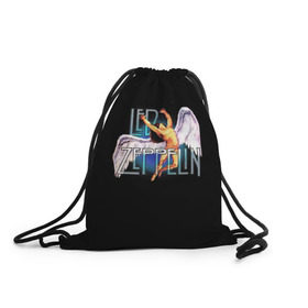 Рюкзак-мешок 3D с принтом Led Zeppelin Angel в Кировске, 100% полиэстер | плотность ткани — 200 г/м2, размер — 35 х 45 см; лямки — толстые шнурки, застежка на шнуровке, без карманов и подкладки | рок