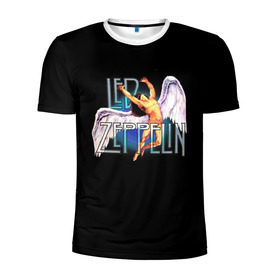 Мужская футболка 3D спортивная с принтом Led Zeppelin Angel в Кировске, 100% полиэстер с улучшенными характеристиками | приталенный силуэт, круглая горловина, широкие плечи, сужается к линии бедра | рок