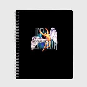 Тетрадь с принтом Led Zeppelin Angel в Кировске, 100% бумага | 48 листов, плотность листов — 60 г/м2, плотность картонной обложки — 250 г/м2. Листы скреплены сбоку удобной пружинной спиралью. Уголки страниц и обложки скругленные. Цвет линий — светло-серый
 | рок