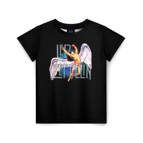 Детская футболка 3D с принтом Led Zeppelin Angel в Кировске, 100% гипоаллергенный полиэфир | прямой крой, круглый вырез горловины, длина до линии бедер, чуть спущенное плечо, ткань немного тянется | Тематика изображения на принте: рок