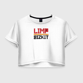 Женская футболка 3D укороченная с принтом Limp Bizkit Logo в Кировске, 100% полиэстер | круглая горловина, длина футболки до линии талии, рукава с отворотами | 