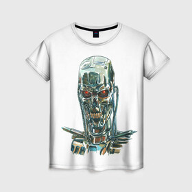 Женская футболка 3D с принтом Терминатор в Кировске, 100% полиэфир ( синтетическое хлопкоподобное полотно) | прямой крой, круглый вырез горловины, длина до линии бедер | арт | минимализм | мода | стиль