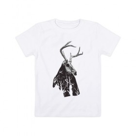 Детская футболка хлопок с принтом Адепт в Кировске, 100% хлопок | круглый вырез горловины, полуприлегающий силуэт, длина до линии бедер | готический | животное | лес | мистика | мрачное | ночь | олень | рога | страшное | череп