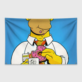 Флаг-баннер с принтом Homer в Кировске, 100% полиэстер | размер 67 х 109 см, плотность ткани — 95 г/м2; по краям флага есть четыре люверса для крепления | homer | simpsons | гомер | симпсон | симпсоны