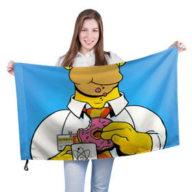 Флаг 3D с принтом Homer в Кировске, 100% полиэстер | плотность ткани — 95 г/м2, размер — 67 х 109 см. Принт наносится с одной стороны | homer | simpsons | гомер | симпсон | симпсоны