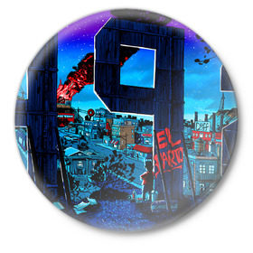 Значок с принтом El Barto в Кировске,  металл | круглая форма, металлическая застежка в виде булавки | Тематика изображения на принте: bart | simpsons | барт | симпсоны