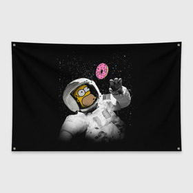 Флаг-баннер с принтом Space Homer в Кировске, 100% полиэстер | размер 67 х 109 см, плотность ткани — 95 г/м2; по краям флага есть четыре люверса для крепления | homer | simpsons | гомер | симпсон | симпсоны