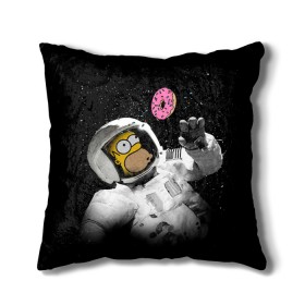 Подушка 3D с принтом Space Homer в Кировске, наволочка – 100% полиэстер, наполнитель – холлофайбер (легкий наполнитель, не вызывает аллергию). | состоит из подушки и наволочки. Наволочка на молнии, легко снимается для стирки | homer | simpsons | гомер | симпсон | симпсоны