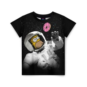 Детская футболка 3D с принтом Space Homer в Кировске, 100% гипоаллергенный полиэфир | прямой крой, круглый вырез горловины, длина до линии бедер, чуть спущенное плечо, ткань немного тянется | Тематика изображения на принте: homer | simpsons | гомер | симпсон | симпсоны