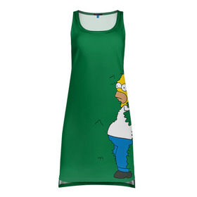 Платье-майка 3D с принтом Green в Кировске, 100% полиэстер | полуприлегающий силуэт, широкие бретели, круглый вырез горловины, удлиненный подол сзади. | homer | simpsons | гомер | симпсон | симпсоны