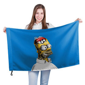 Флаг 3D с принтом Duffff в Кировске, 100% полиэстер | плотность ткани — 95 г/м2, размер — 67 х 109 см. Принт наносится с одной стороны | homer | simpsons | гомер | симпсон | симпсоны